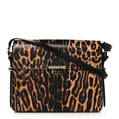 BURBERRY Calfskin Leopard Large Grace Bag Dark 